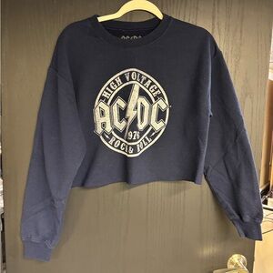 AC/DC High Voltage Navy Women's Crop Top Sweater Used